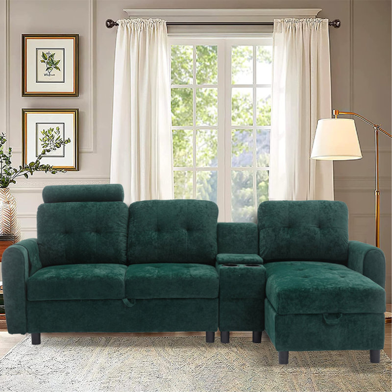 Canapé modulaire Lorica, Velours émeraude