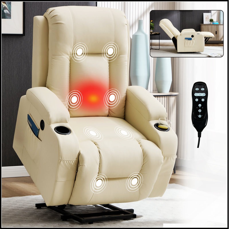 Fauteuil inclinable en polyuréthane PU, Beige