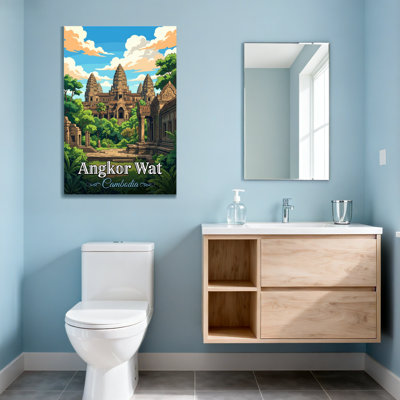 Scenic & Cityscapes Angkor Wat Temple Landscape Cambodia Artwork Print