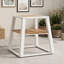 Table d'appoint moderne à deux niveaux en bois d'acacia avec structure en fer, idéale pour l'intérieur et l'extérieur, sur une terrasse ou dans un salon.-1054915206