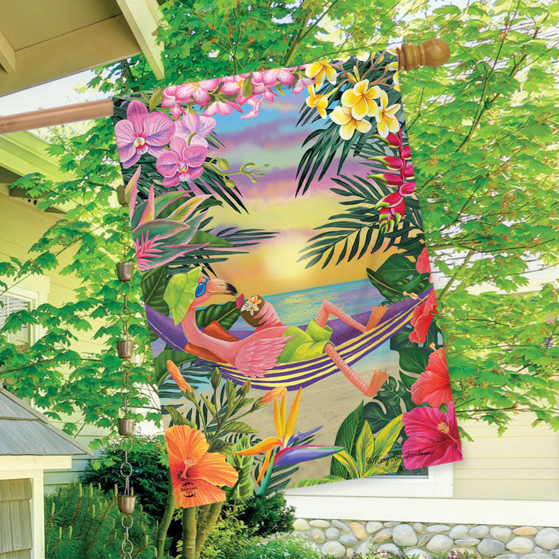 Five O'Clock Flamingo House Flag