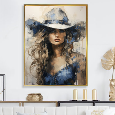 " Minimalism Blue Cowgirl Painting II "
