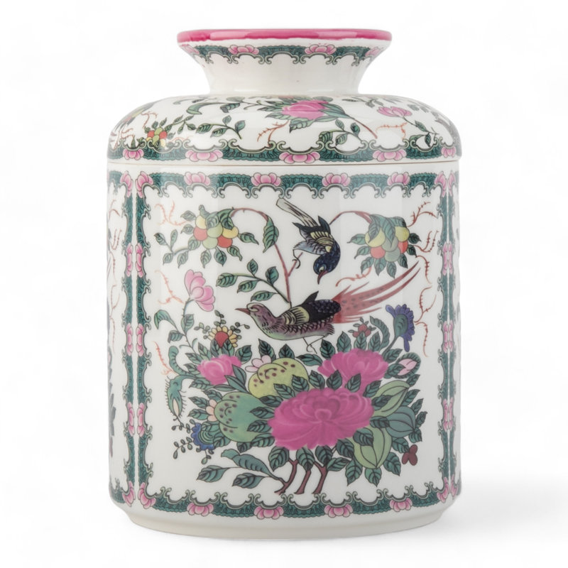 Boîte à mouchoirs en porcelaine vert / rose / blanc