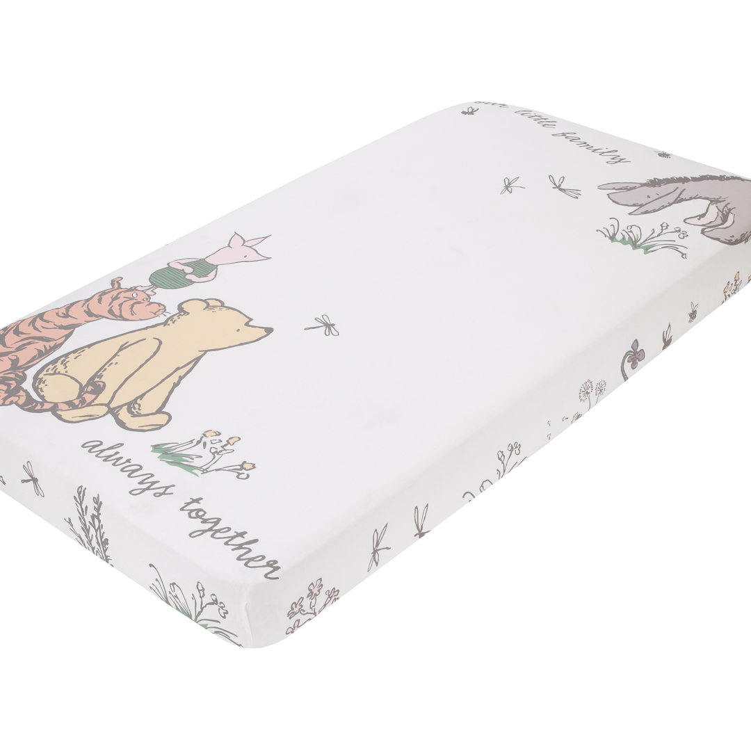NoJo Disney Classic Pooh Naturally Friends 100% Cotton Photo Op Fitted Crib Sheet Disney