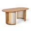 Table de salle à manger d'extérieur ovale en bois massif avec pieds à lattes verticales uniques, capacité de poids de 500 lb