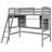 Twin Size Loft Bed With Storage Shelves, Desk And Ladder, Gray-1828780544