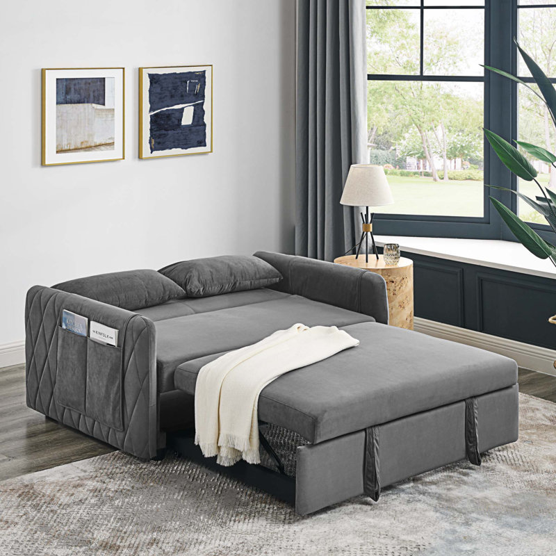 Sharmel 55'' Velvet Sofa, Gray Velvet
