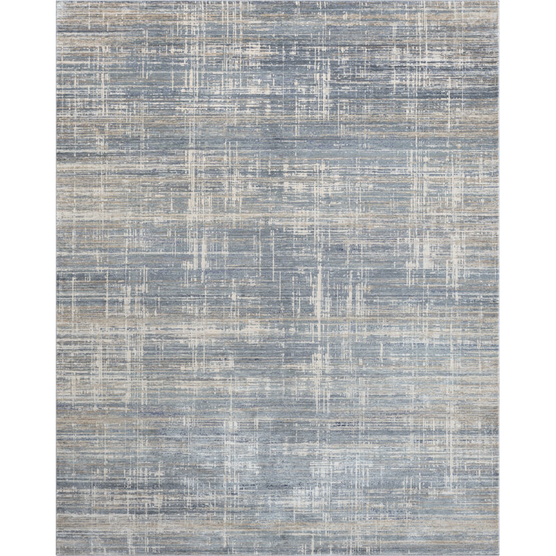 Tapis bleu tissé à la machine Don Horizon, Rectangle 3 pi 9 po x 5 pi 9 po