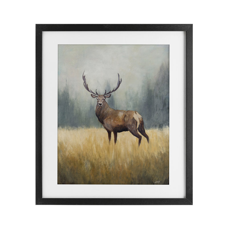 «Forest Royalty Elk», reproduction encadrée sous verre, conception de Julia Purinton, Cadre noir minuit, H 16 po x l 13 po