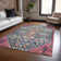 Machine Washable Indoor/Outdoor Xhevrie Teal Rug