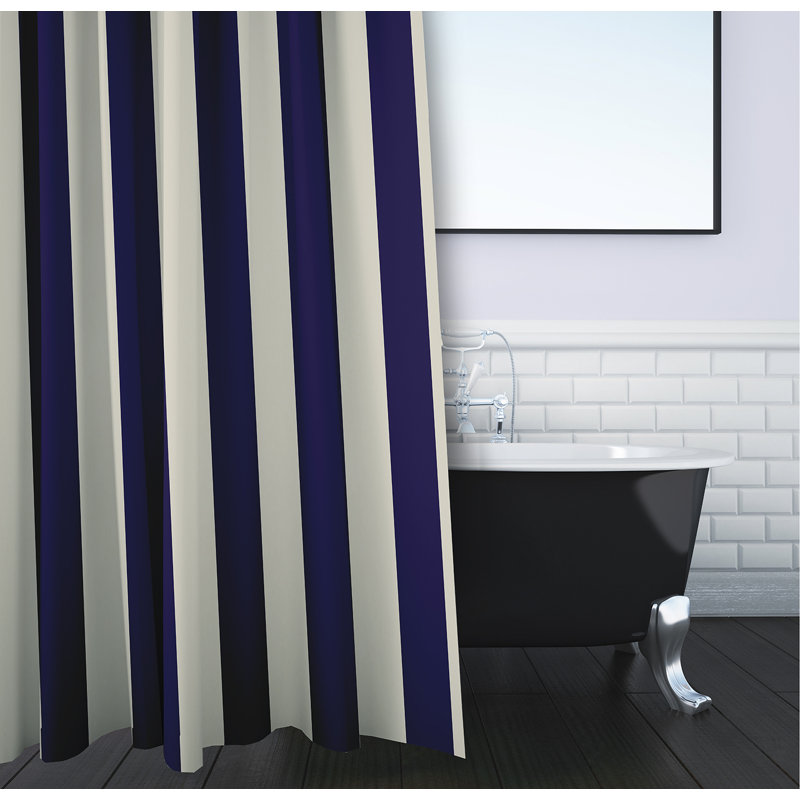Striped Shower Curtain, Oatmeal/Spring Navy