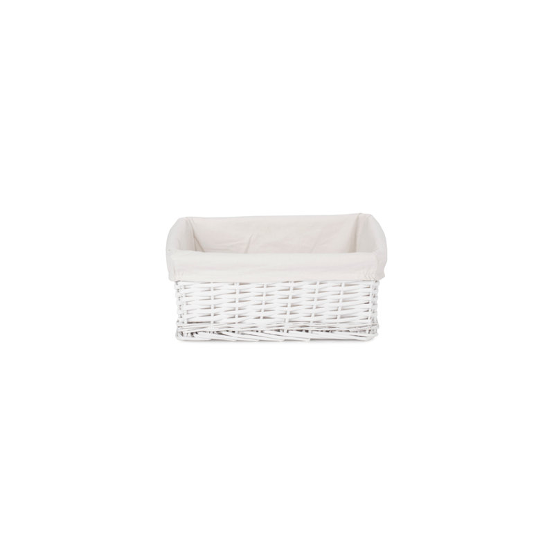 Shinde Wicker Lined Storage Basket, 15cm H x 35cm W x 25cm D, White