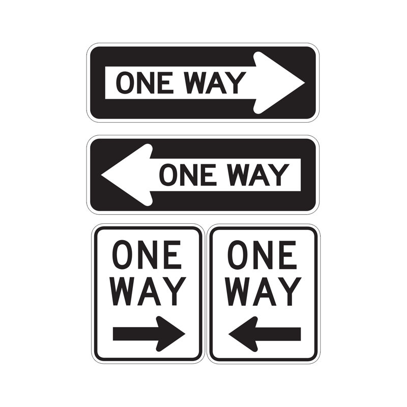Life-Size Black and White Road Signs Cardboard Cutout
