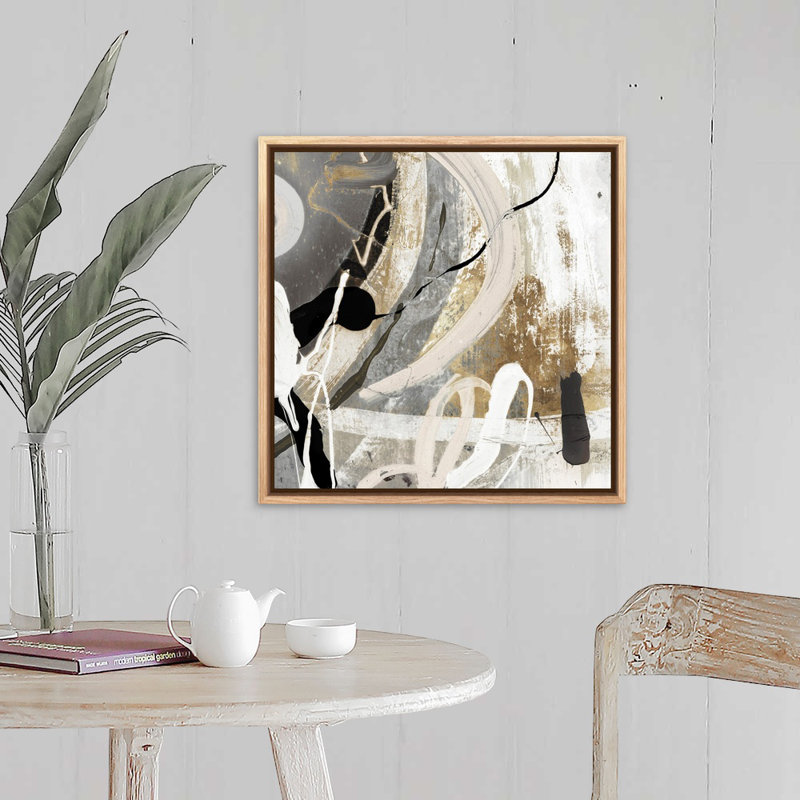 Tangled III - peinture sur toile, Toile avec cadre flottant, H 21,25 po x l 21,25 po, Naturel