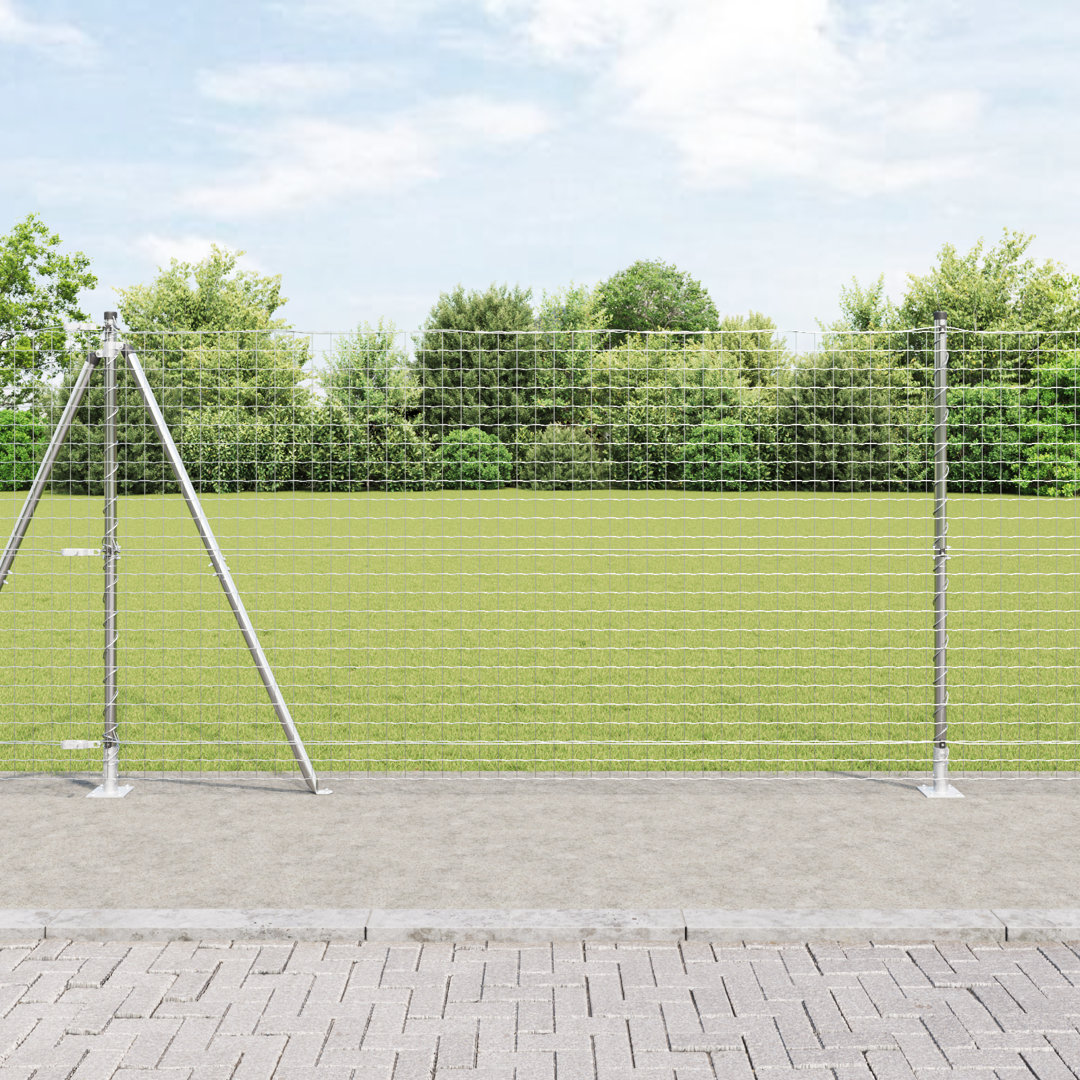Vidaxl Fence Posts With Base Plates 13 Pcs Diameter32mm Galvanised Steel