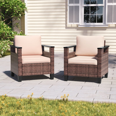 Ensemble de canapé de patio 2 pièces Dreyer, canapé en osier avec coussin épais