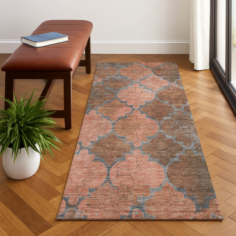 Premium Machine Washable Mayfield AMF1784 Damask Rug, Runner 2'3" x 7'6"