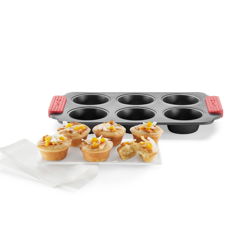 Lékué 6 Cup Non-Stick Steel Muffin Pan with Lid