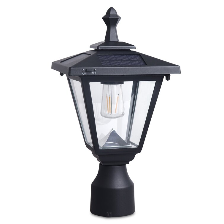 Black Outdoor Post Light Pillar Light E27*1(Without Bulb) Canora Grey