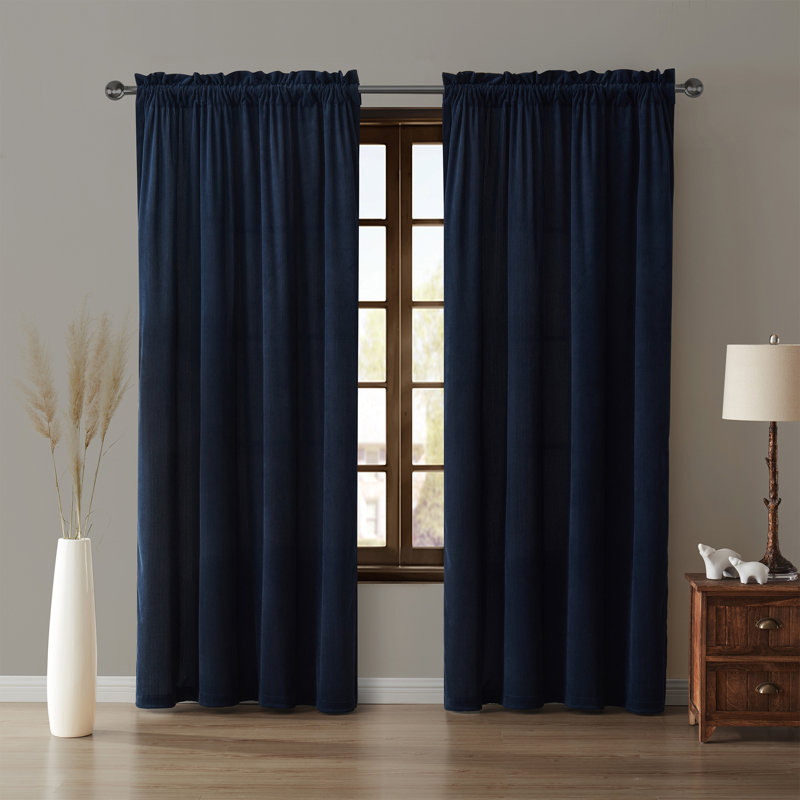 Room Darkening Curtain Panel Pair Single Panel, Navy