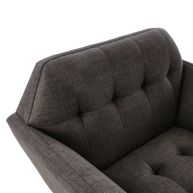 Fauteuil de style Mid-Century moderne avec accoudoirs à boutons, accoudoirs, pieds en bois de pacanier massif, l 37 po x P 29,5 po H 31,5 po fauteuil avec accoudoirs Mid-Century, coussin de siège, pour une assise confortable