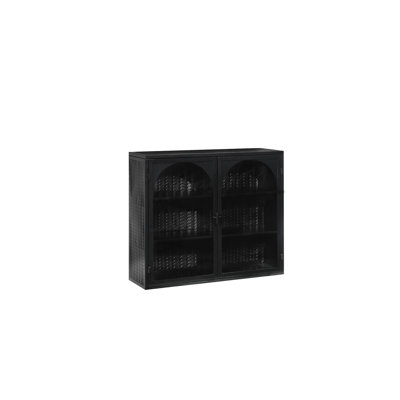 28.26" Wall Cabinet - Black Three Storage Enhance Your Home Decor Modern With Woven Pattern, Black, For Various Room