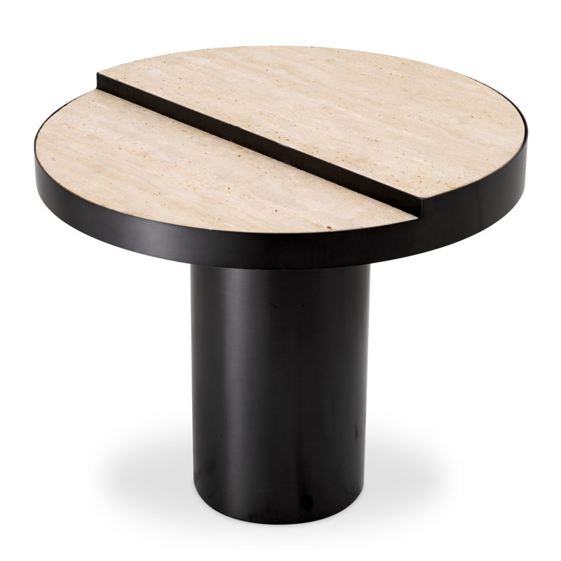 Side Table Excelsior Bronze Finish Travertine - Top