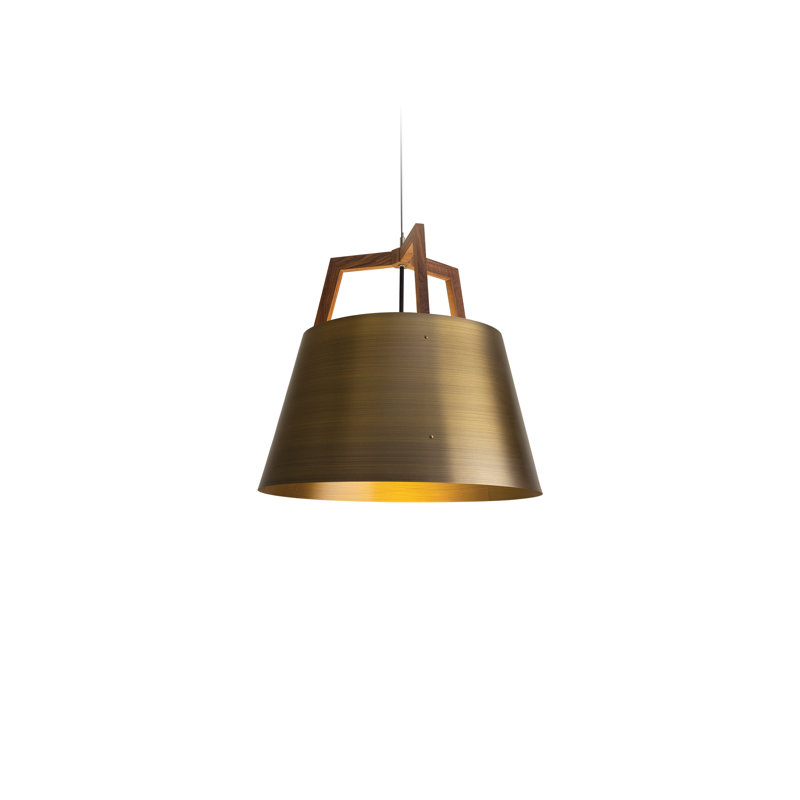 Imber LED Pendant, 22" H x 24" W x 24" D, Walnut/Distressed Brass, 3500K LED w/ Diffuser - Corded