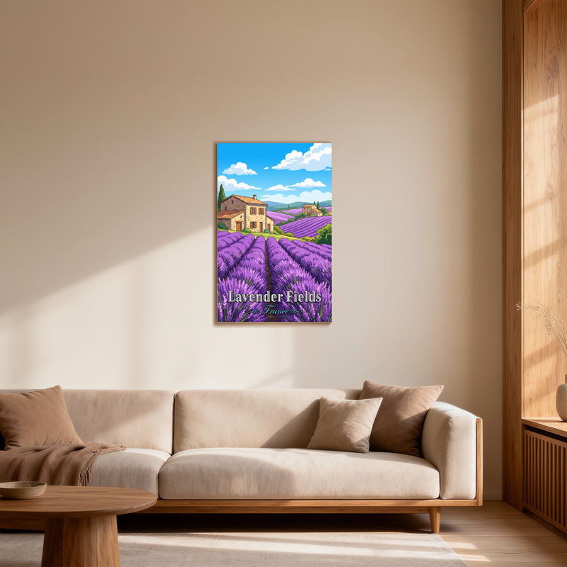 Scènes de campagne et paysages urbains de champs de lavande en France, H 18 po x l 12 po