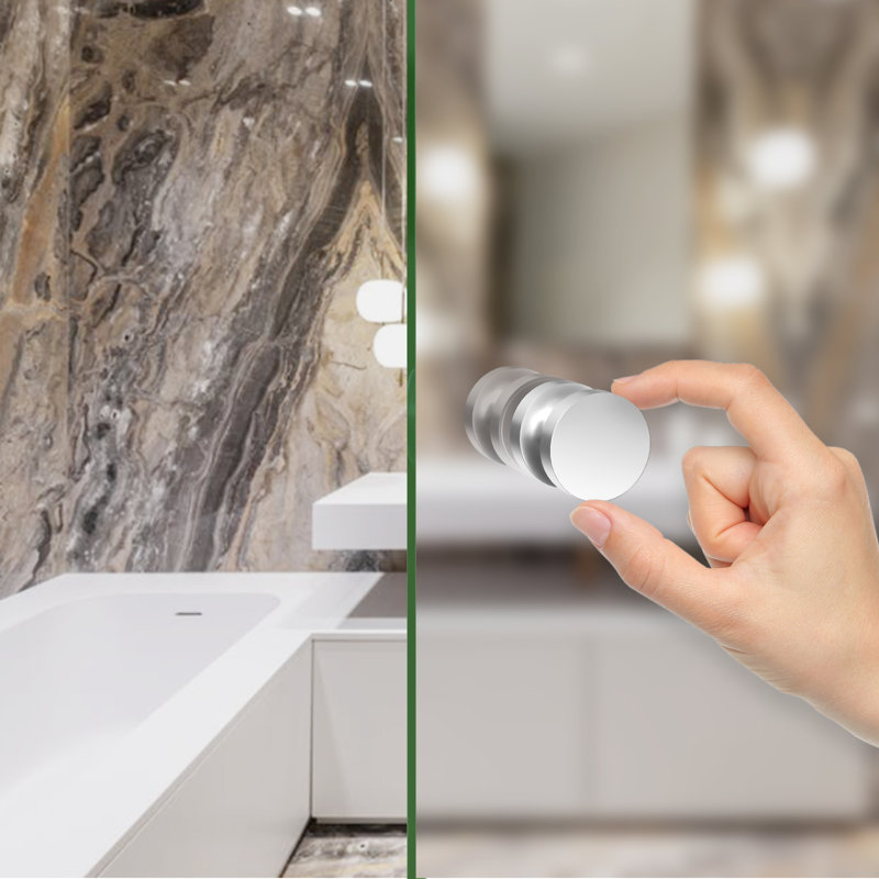 Double porte de douche en verre, Acier poli