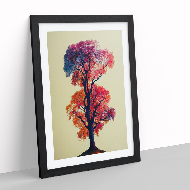 Tree In Watercolour No.3 - Single Picture Frame Painting, Black Framed, 64cm H x 46cm W x 2cm D
