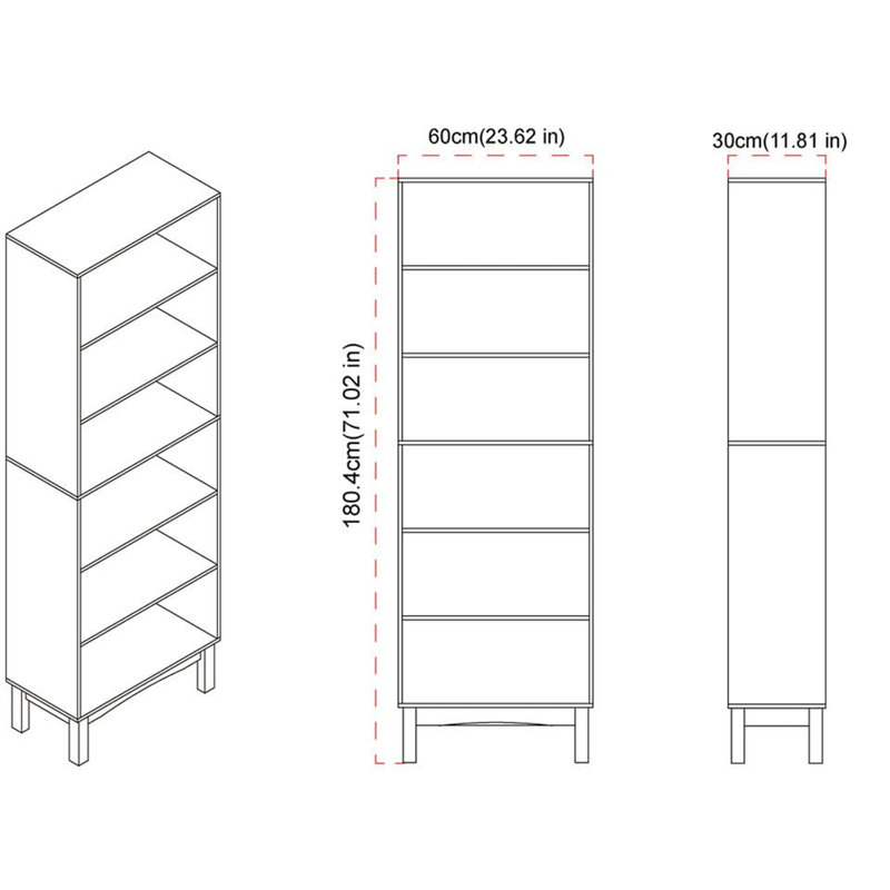 Arcely 180cm H x 60cm W Standard Bookcase