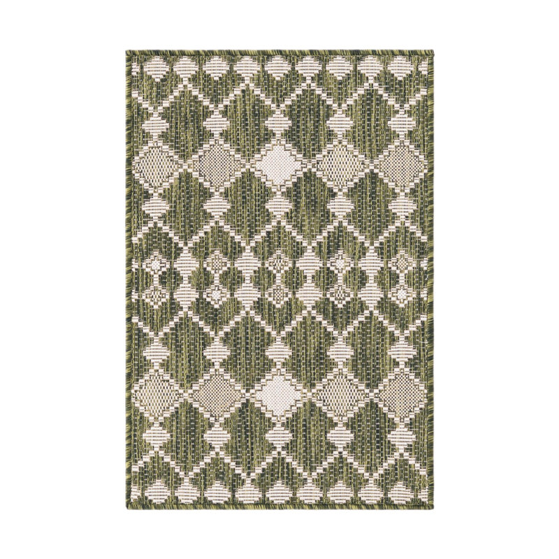 Green Traliccio Indoor/Outdoor Trellis Rug, Rectangle 2'2" x 3'