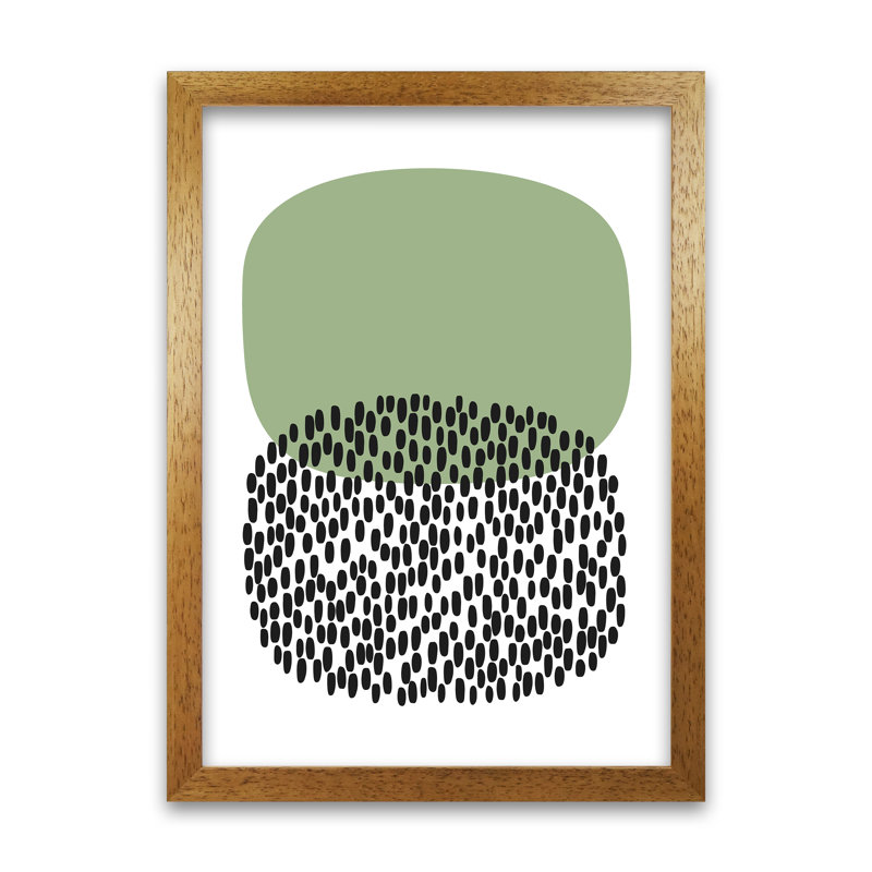 Green And Black Abstract Original - Print, Oak Frame, 30cm H x 21cm W x 3cm D