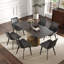 Table de salle à manger incurvée moderne en pierre artificielle avec pieds en fer pour 6 à 8 personnes, durable et facile à nettoyer-1631110314-1631110316