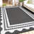 Scalloped Border Outdoor Rug - Waterproof Reversible Patio Mat, UV & Stain Resistant, Easy Rinse Deck Carpet for Backyard, Poolside, Camping-722108144-722108147