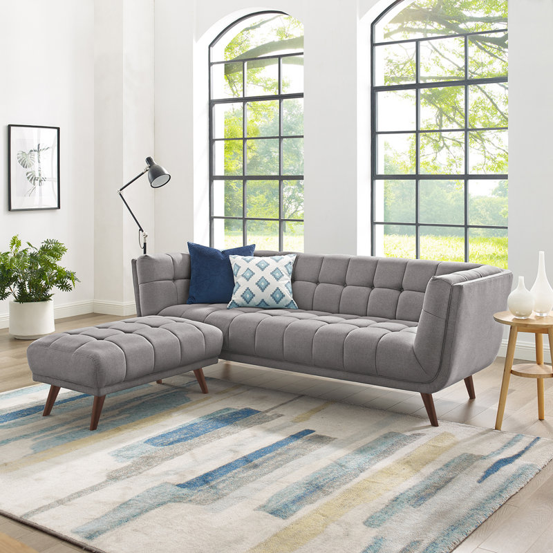 Simon 225.6Cm Square Arms Sofa, Light Grey, Walnut