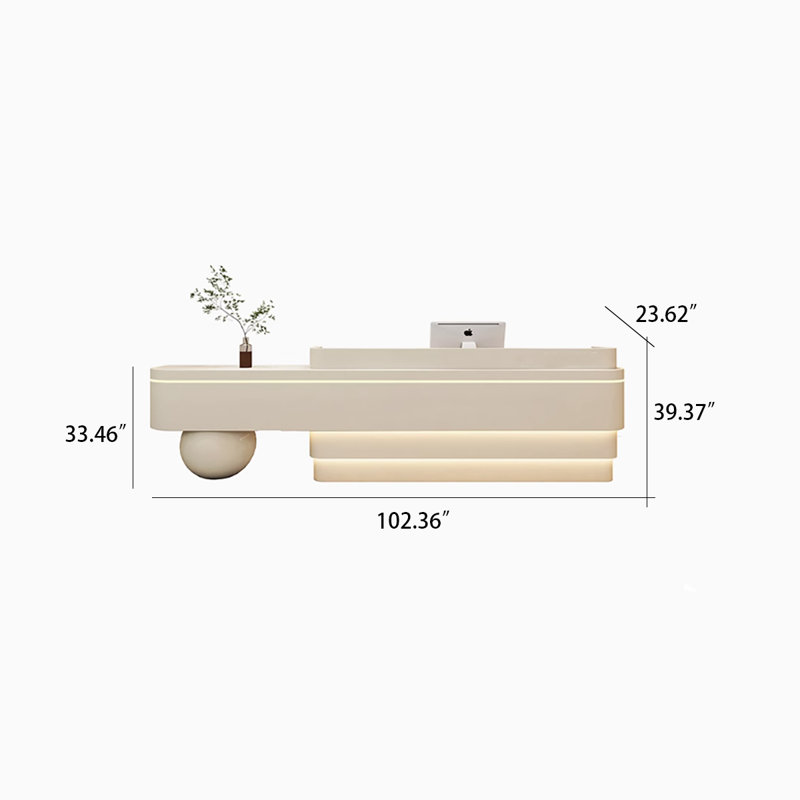 Modern Minimalist Beige Baked Enamel Creative Design Reception Desk