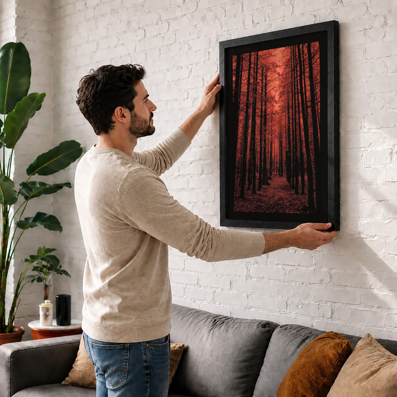 Forest Path In Amber Scandinavian - Print, Unframed, A3 - 42.0 x 29.7 cm