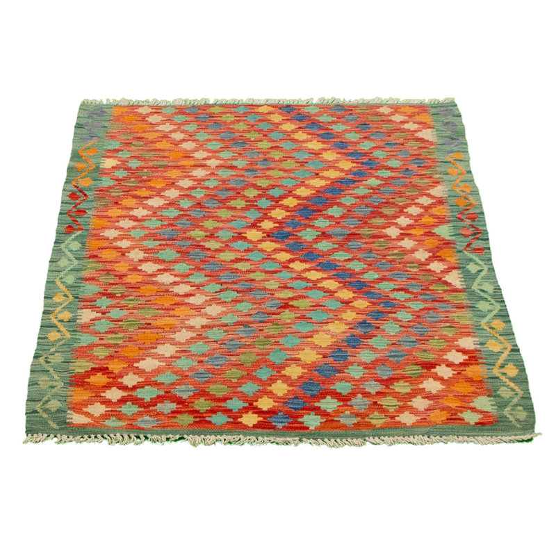 Tapis décoratif en laine de conception unique 3 pi 6 po x 4 pi 10 po noué à la main New Age