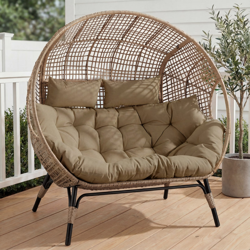 Fauteuil en osier 2 pièces Damarie, Brun