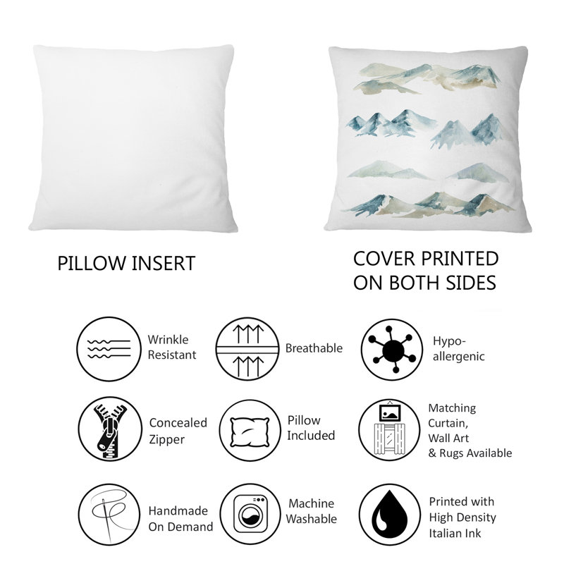 Coussin Blue High Mountainscapes - imprimé traditionnel 12 po x 20 po