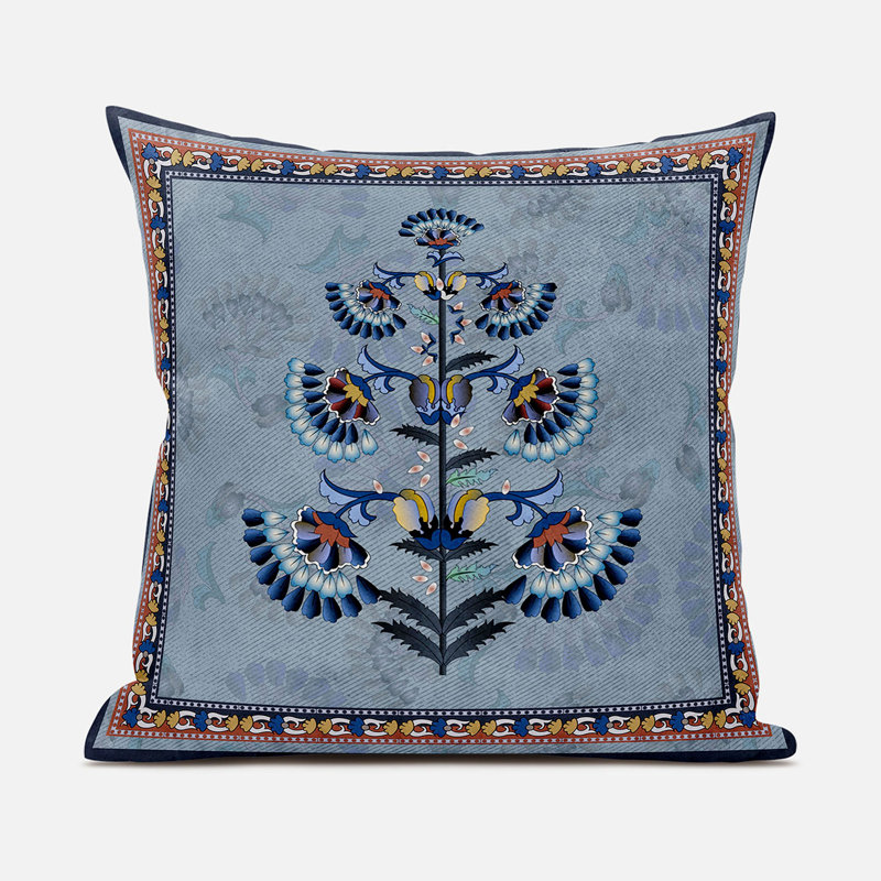 Indoor / Outdoor Square Cushion, 41cm H x 41cm W, Grey/Blue/Red