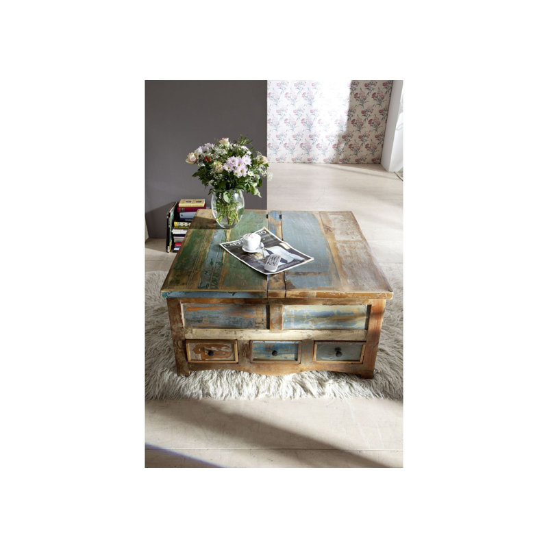 Nature Of Spirit Solid Wood Block Coffee Table with Storage