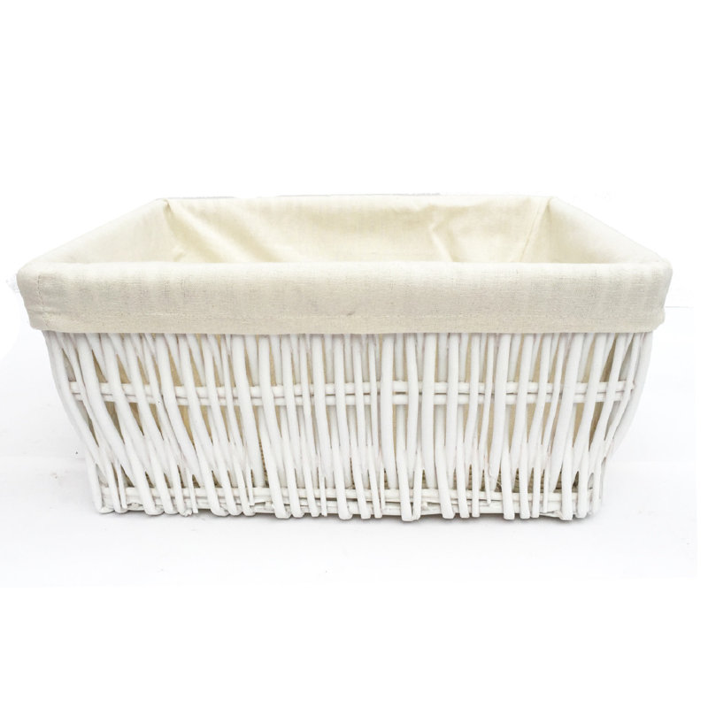 Brambly Cottage Wicker Decorative Basket, White, 21cm H x 52cm W x 40cm D