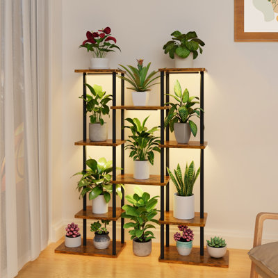 40" Plant Stand Indoor with Grow Lights, 6 Tiered Metal Plant Shelf for Indoor Plants Multiple by 17 Stories