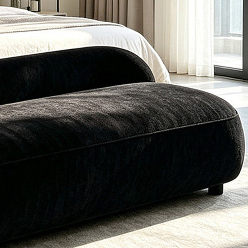 Chaise longue minimaliste en tissu noir, Orienté vers la gauche
