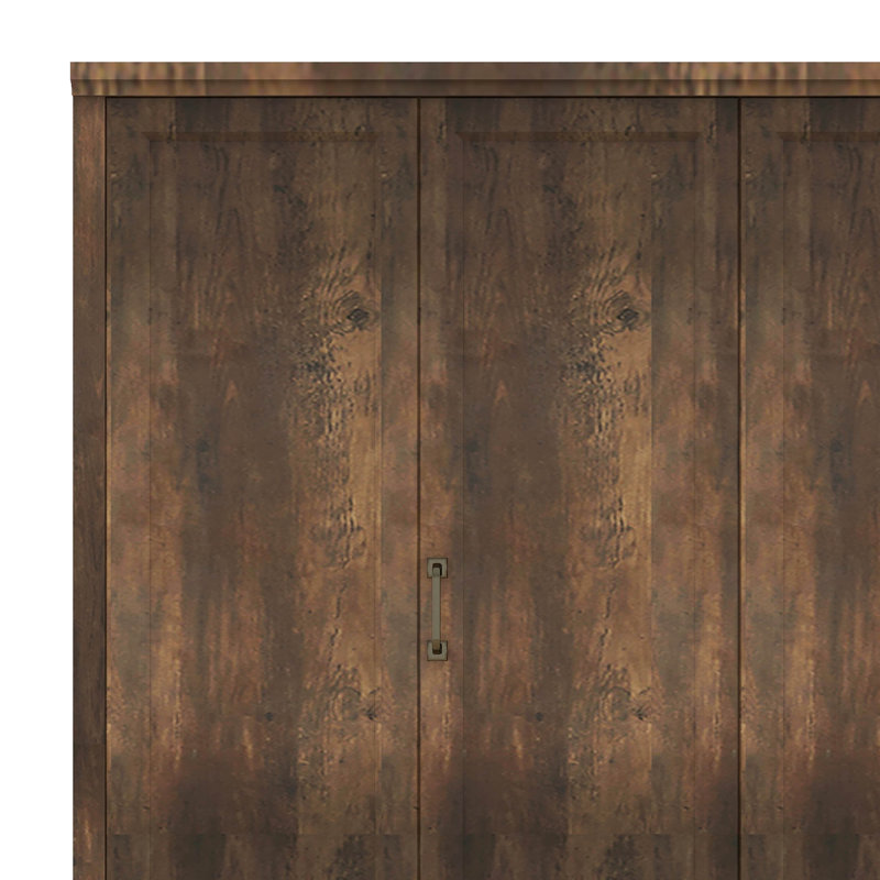 Queen Size Half Self-Close and Open Murphy Bed, Brown