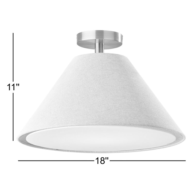 Trion Poly-Blend Flush Mount, Light Grey Fabric; White Fabric Diffuser