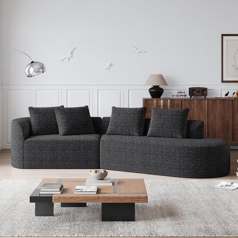 Canapé modulaire surdimensionné et rembourré Modern, Face à la droite, Chenille noir